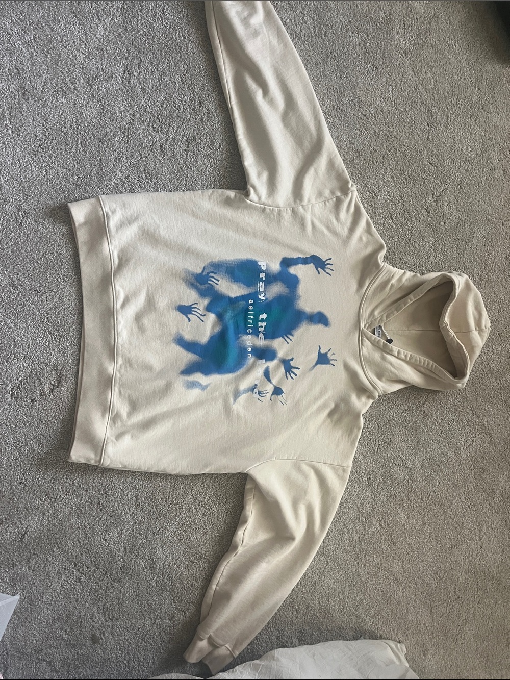 Aelfric Eden Cream Turtleneck Sweater with Blue Graphic